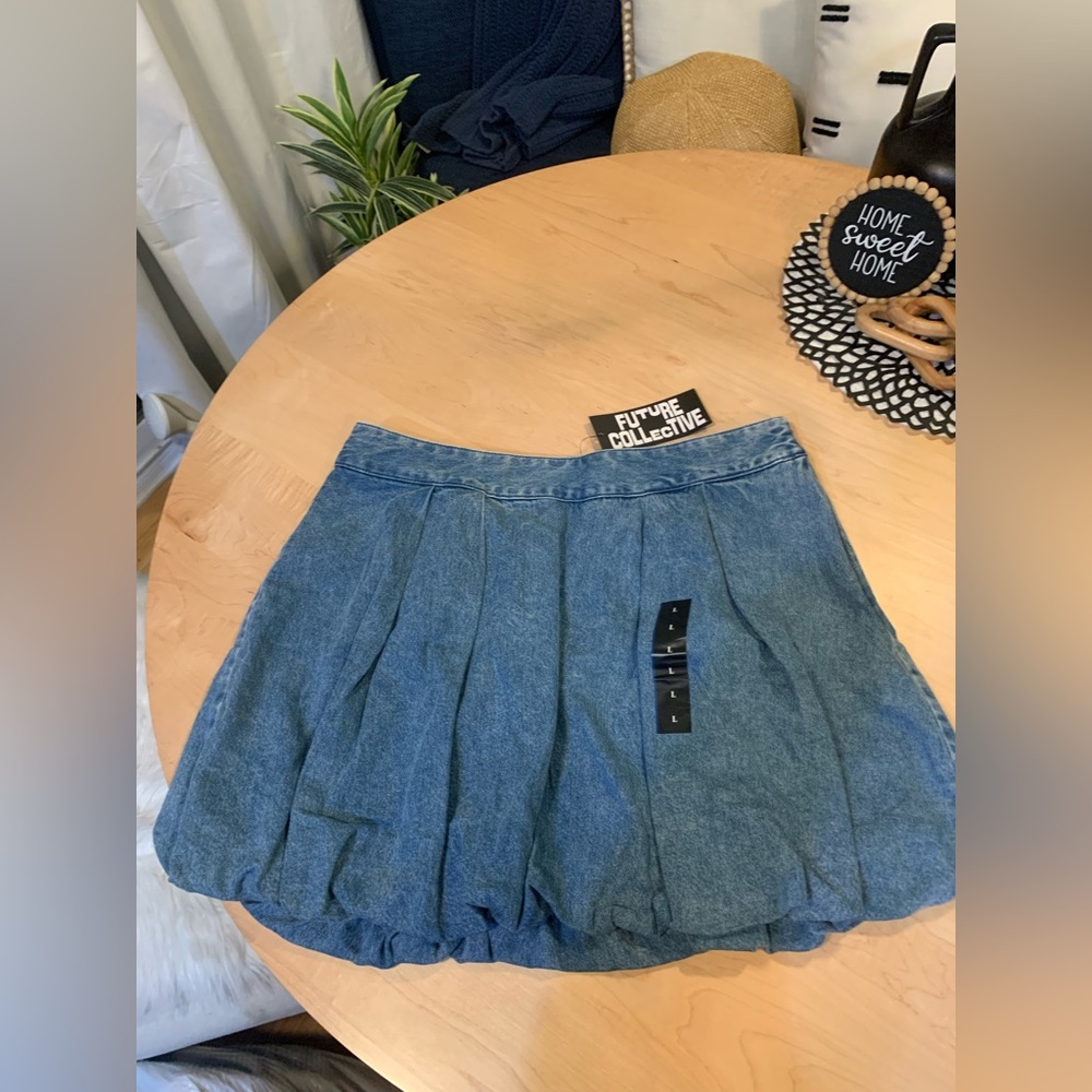 NWT Future Collective jean bubble skirt size Large